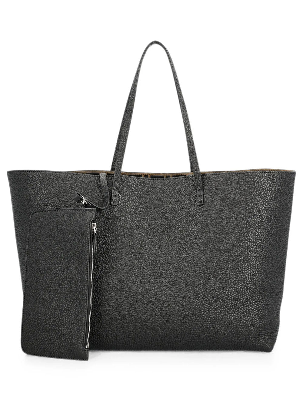 Roll Medium Shopper In Cuoio Romano Nero Women FENDI