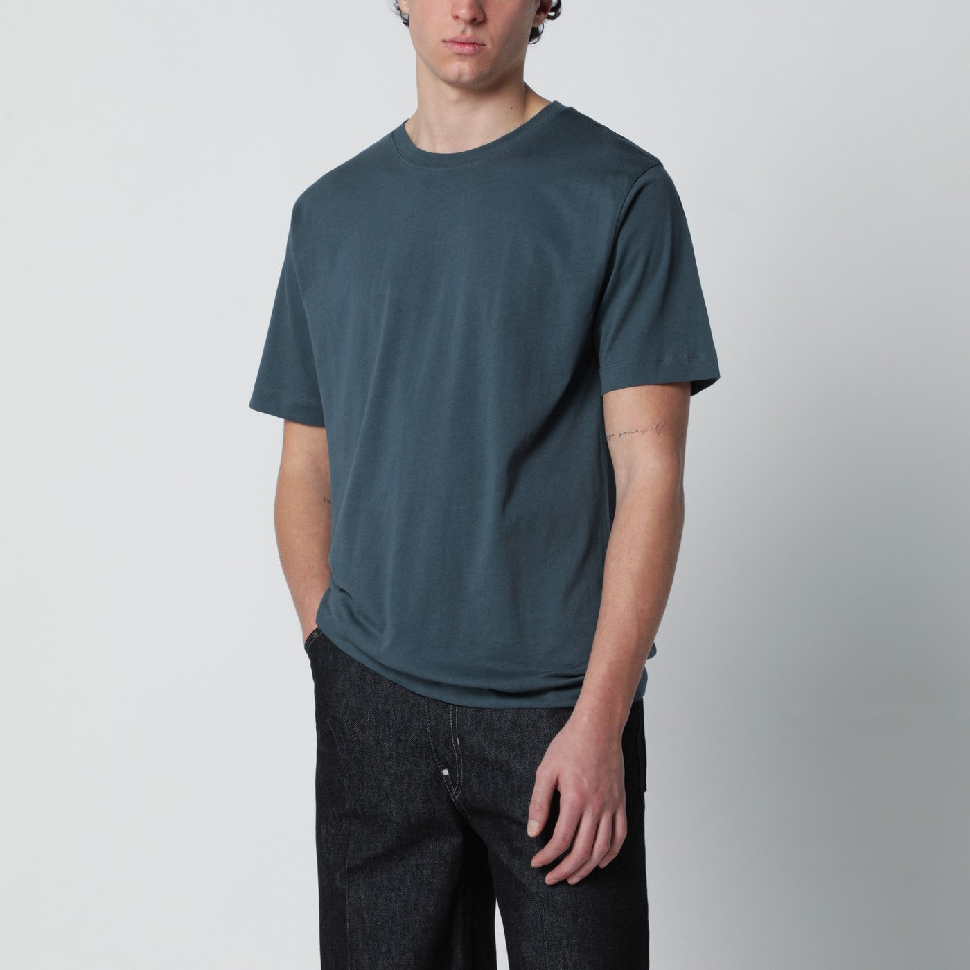 Dries Van Noten Petrol Green Cotton T-Shirt Men DRIES VAN NOTEN