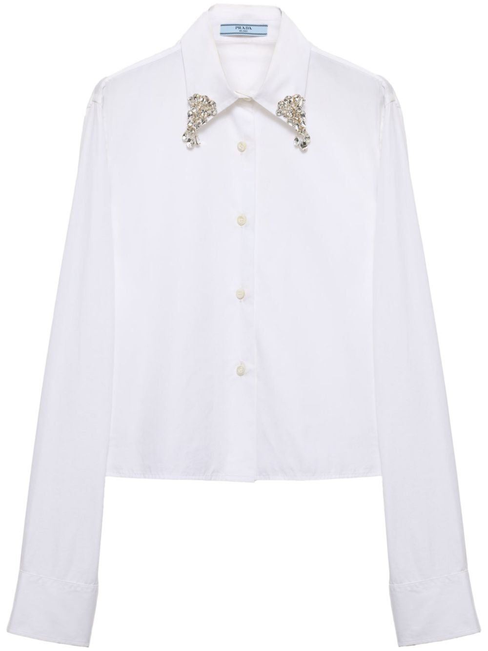 Prada Women Camicia Boxy In Popeline Ricamata PRADA