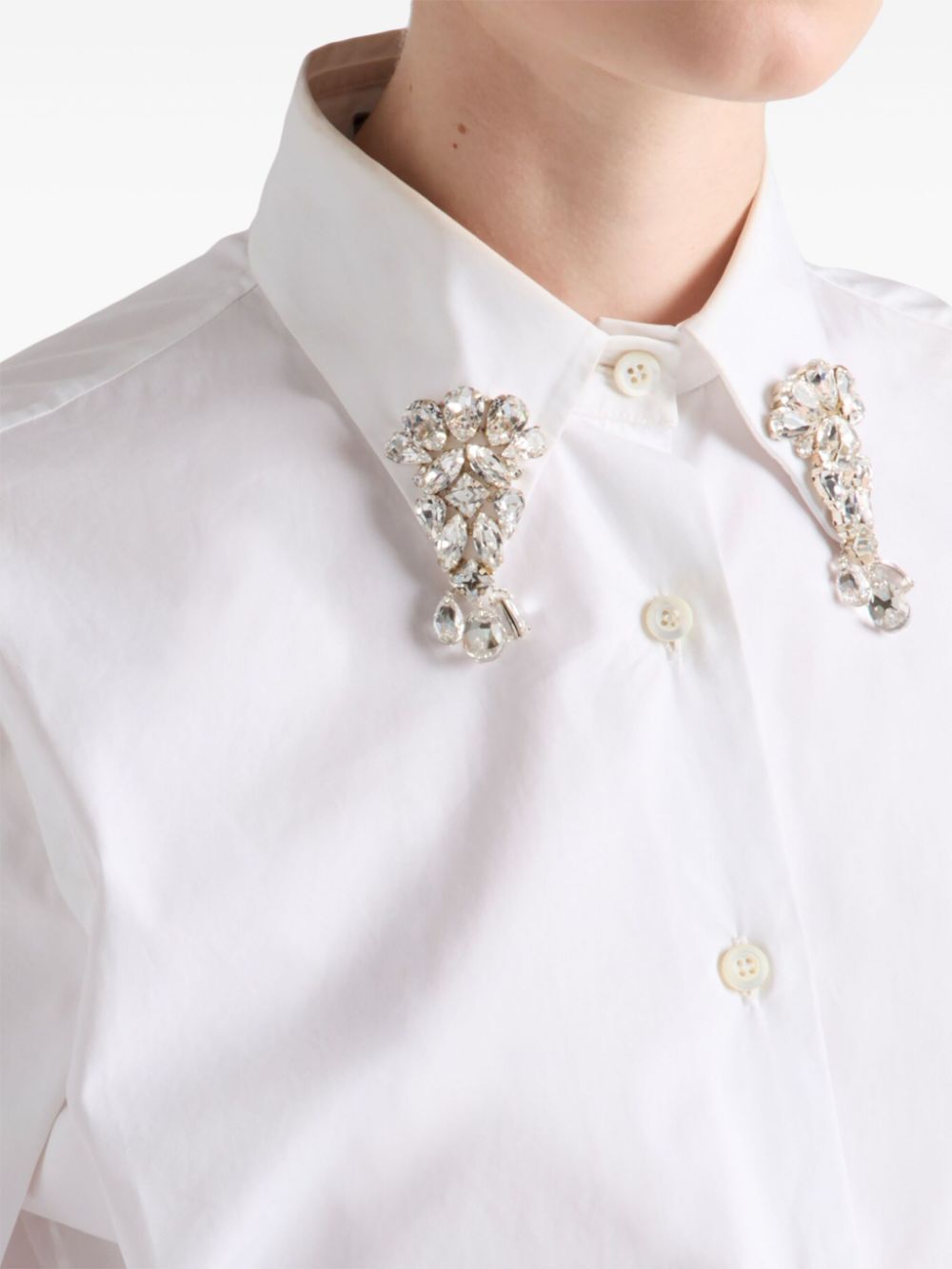 Prada Women Camicia Boxy In Popeline Ricamata PRADA