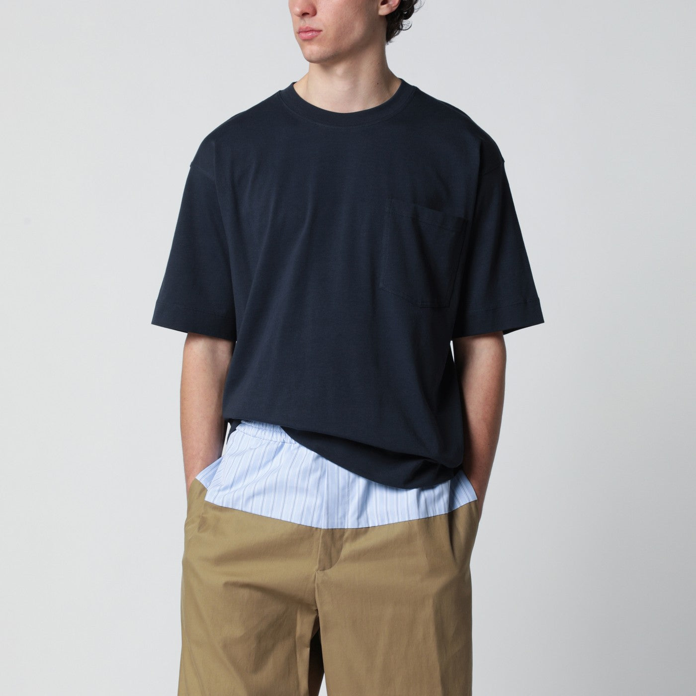 Dries Van Noten Navy Blue Cotton T-Shirt Men DRIES VAN NOTEN