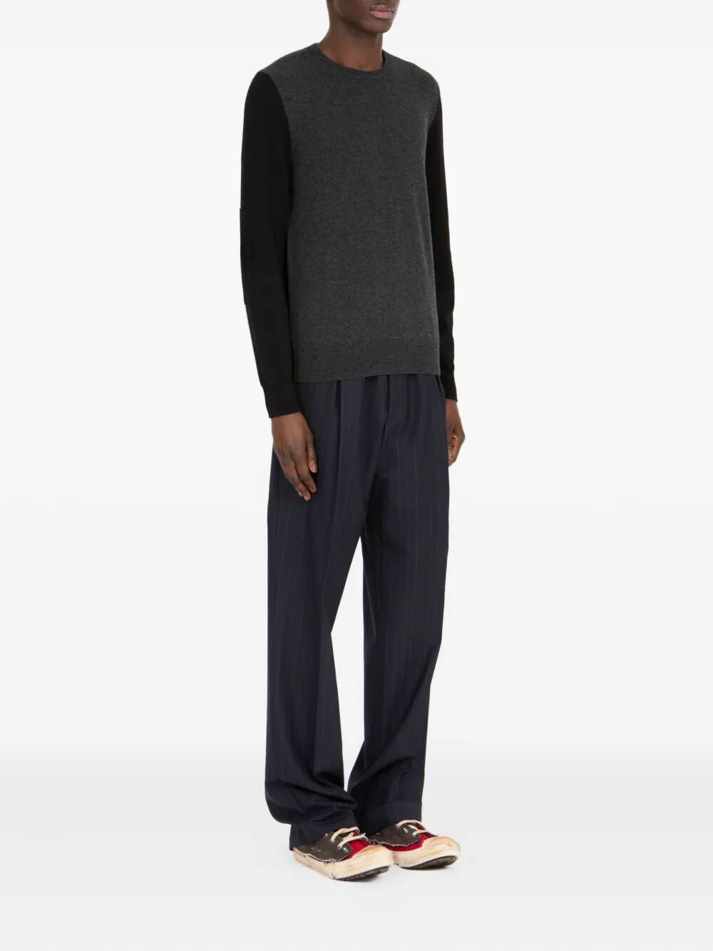 Maison Margiela Men Two-Tone Wool Pullover With Elbow Patches MAISON MARGIELA