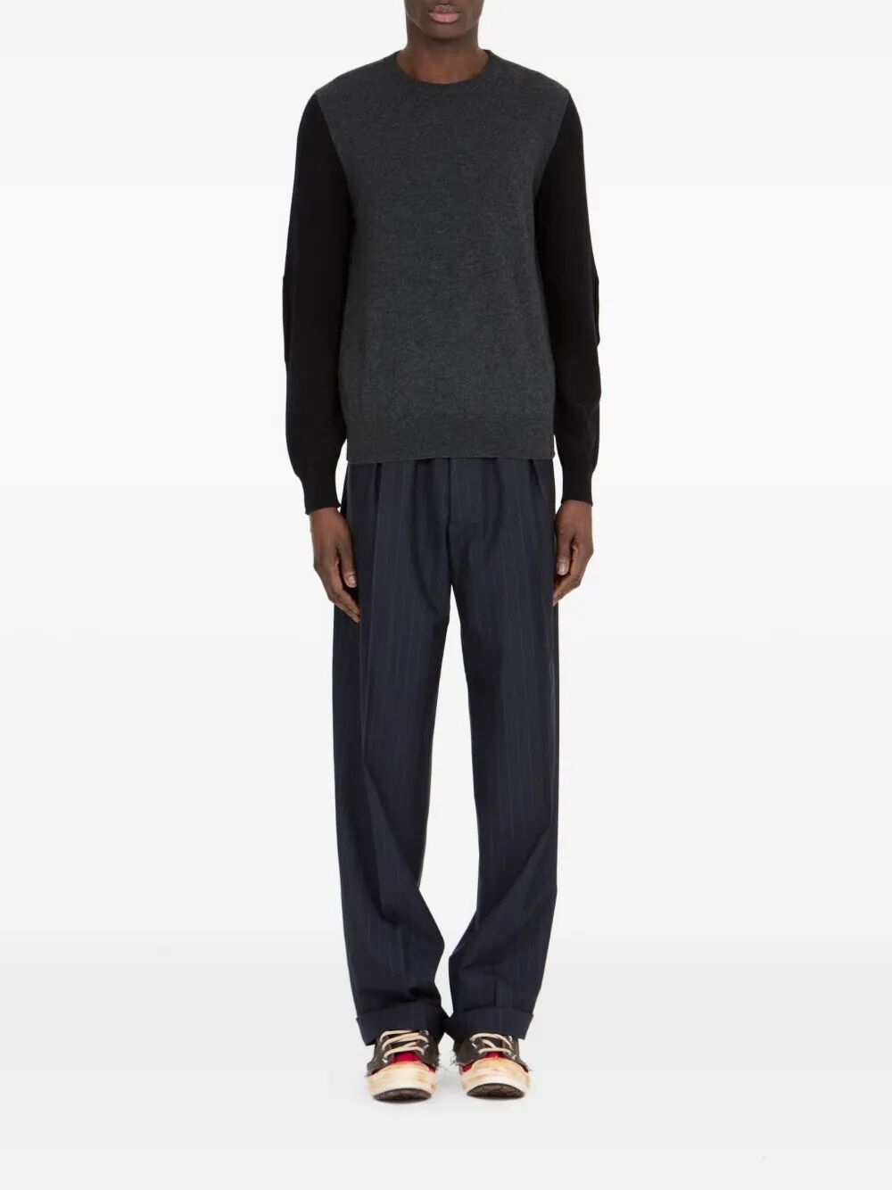 Maison Margiela Men Two-Tone Wool Pullover With Elbow Patches MAISON MARGIELA