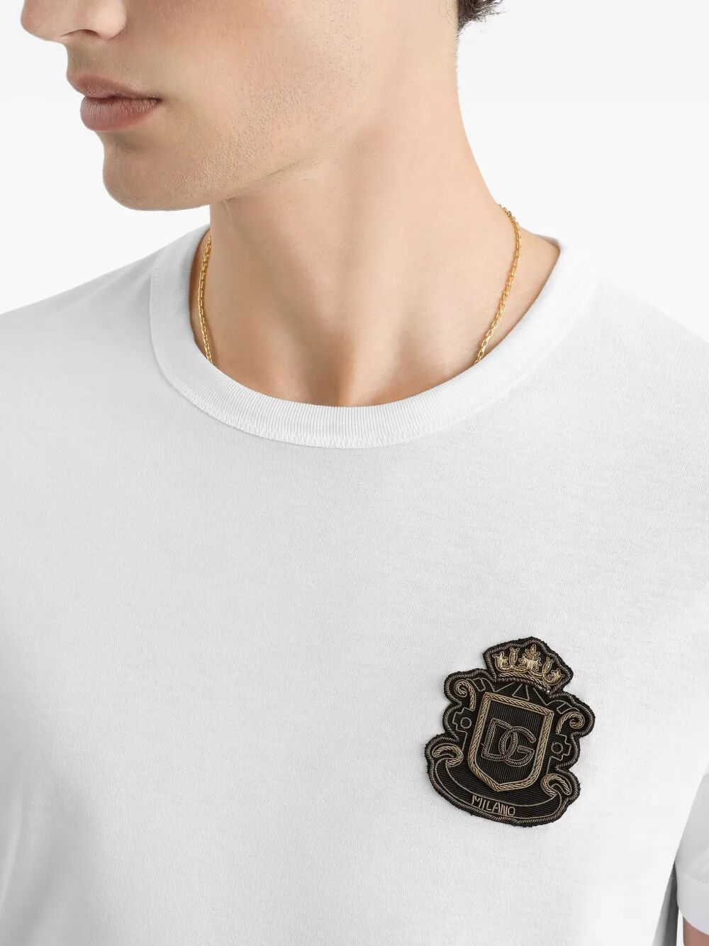 Dolce & Gabbana Men Cotton T-Shirt With Logo Crest DOLCE & GABBANA
