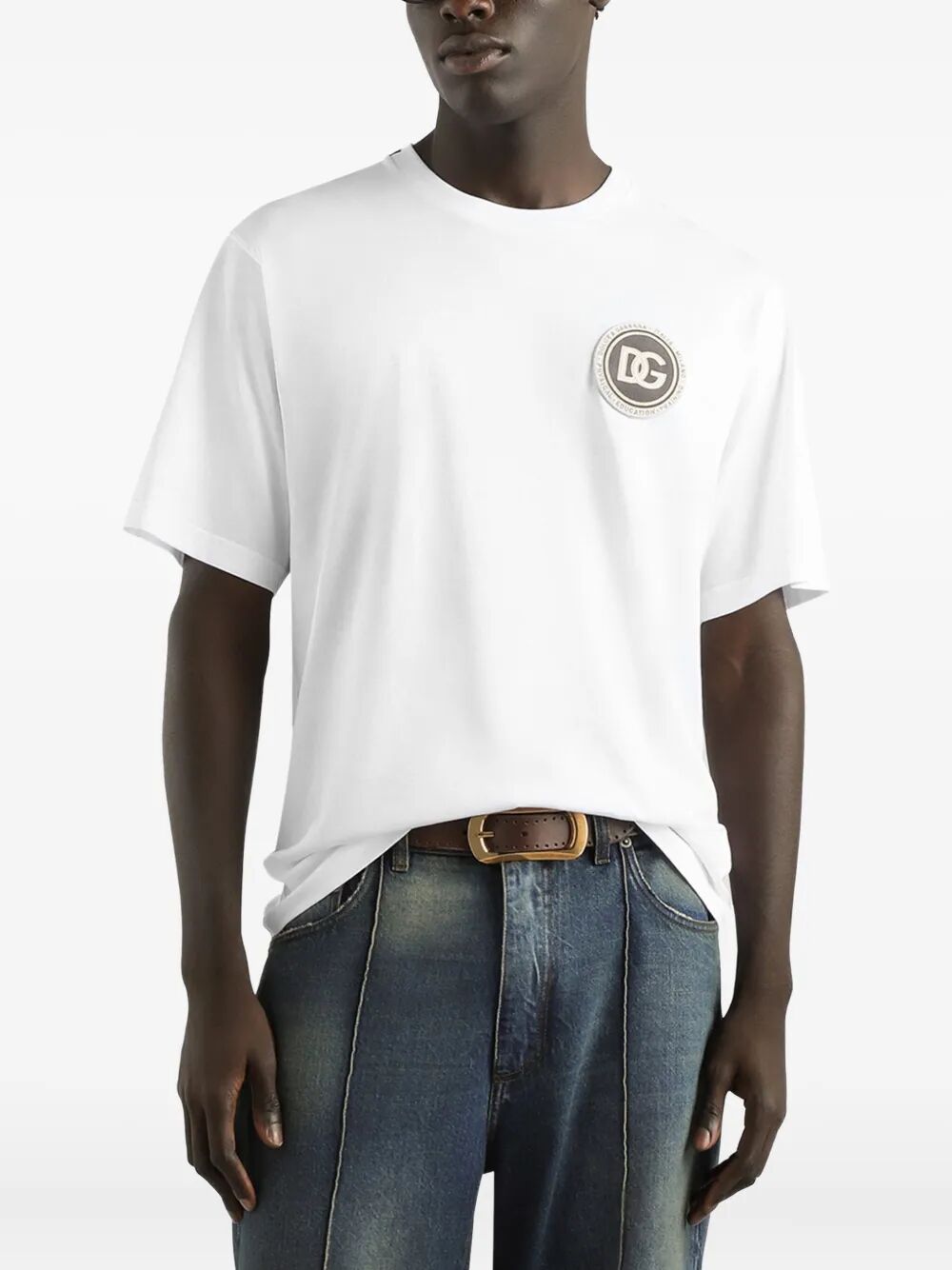 Dolce & Gabbana Men Cotton T-Shirt With Patch DOLCE & GABBANA