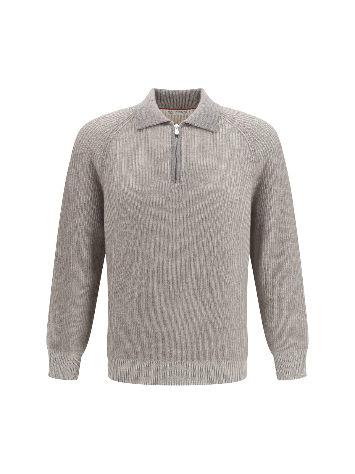 Brunello Cucinelli Men Cashmere Milano Stitch Polo Sweater With Zip BRUNELLO CUCINELLI