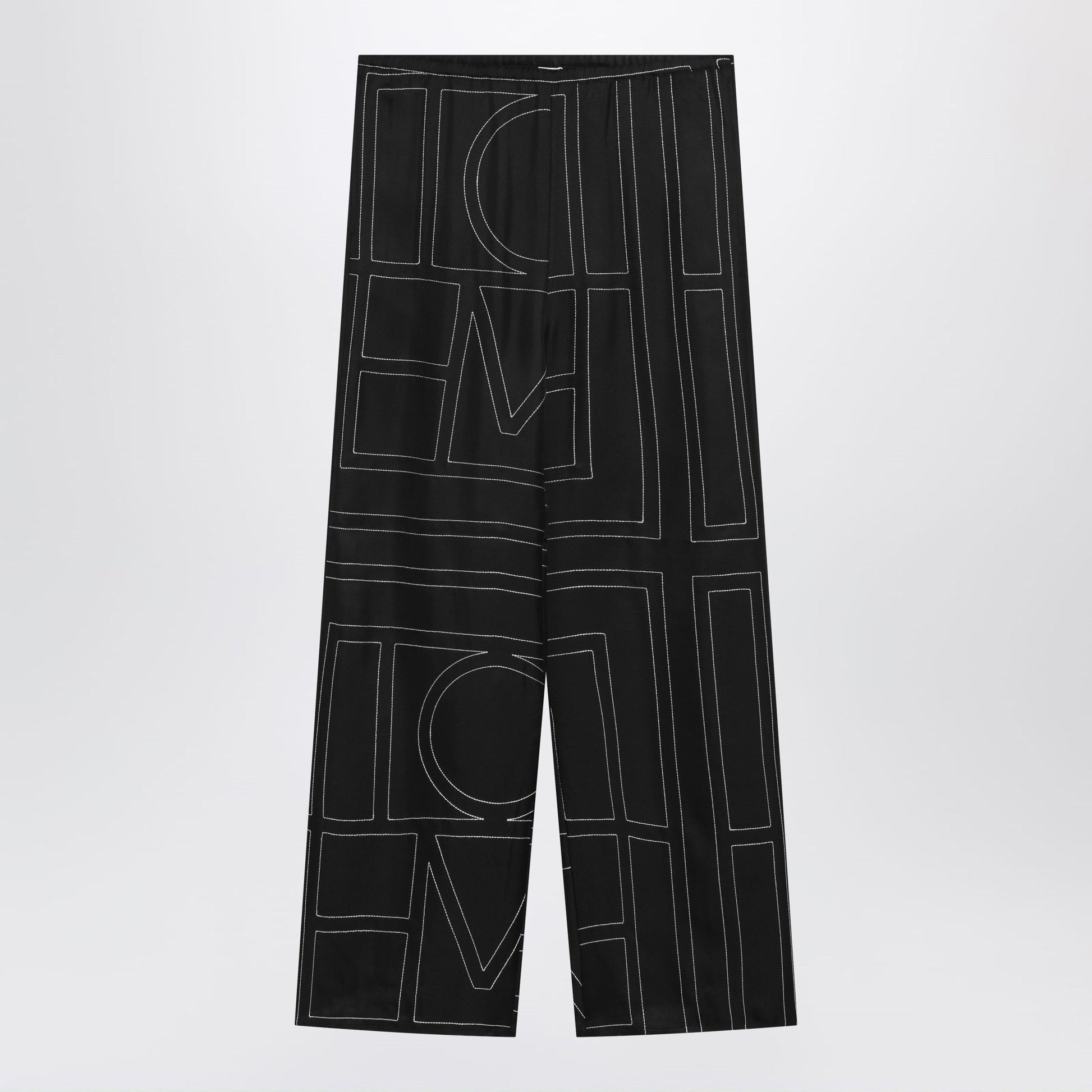 Toteme Black Monogram Silk Pajama Trousers Women TOTEME
