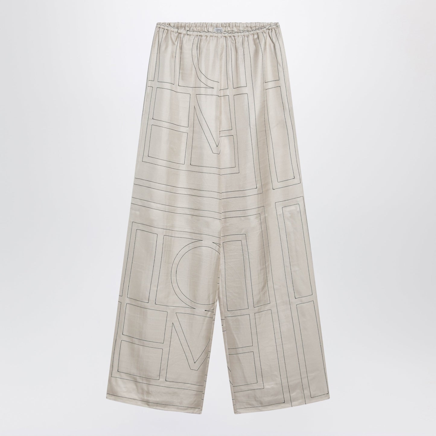 Toteme Ivory Monogram Silk Pajama Trousers Women TOTEME