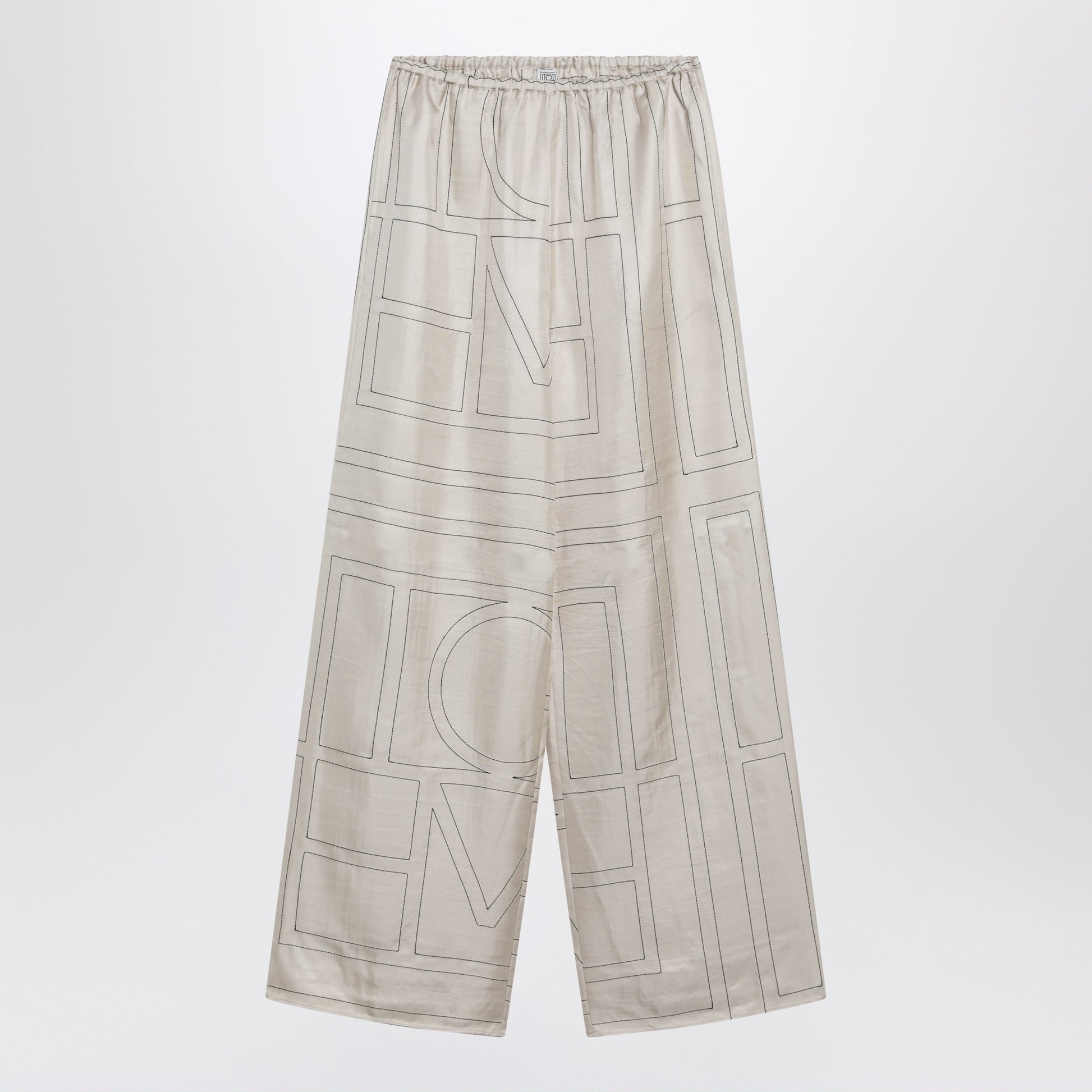 Toteme Ivory Monogram Silk Pajama Trousers Women TOTEME