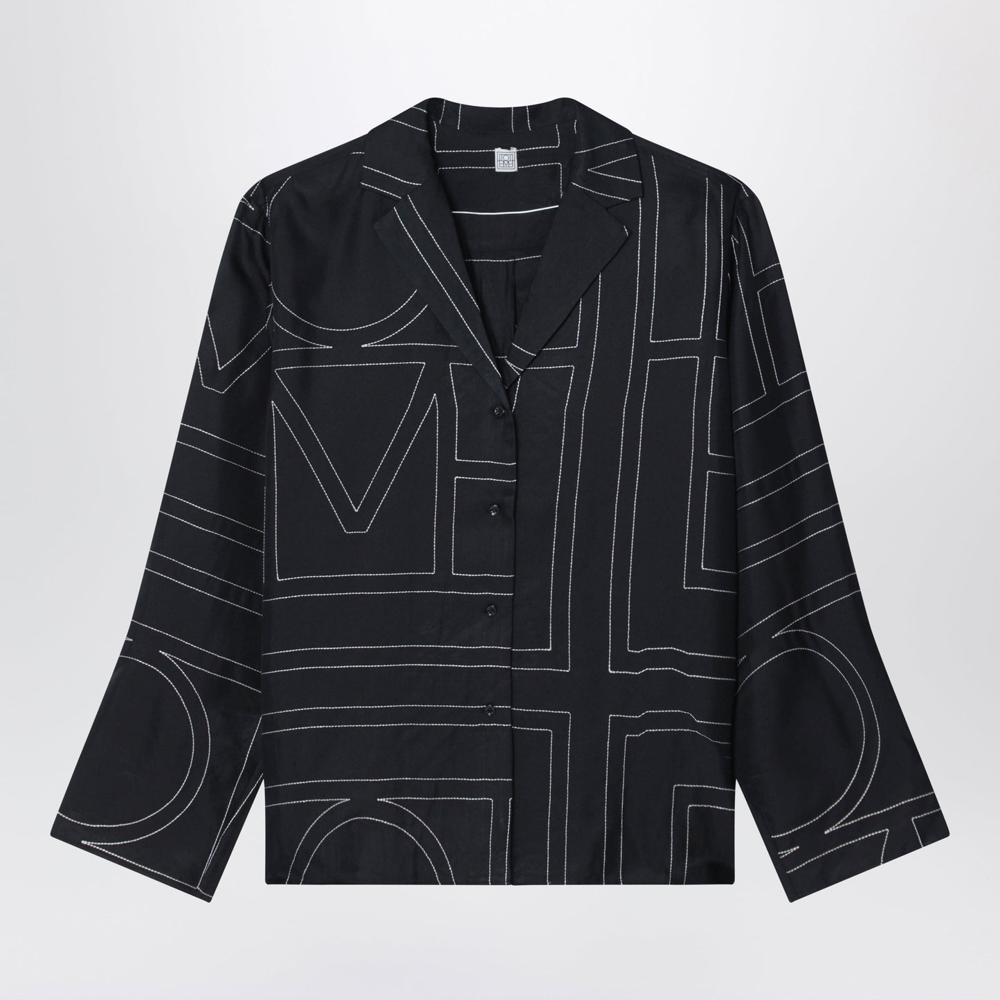 Toteme Black Monogram Silk Pajama Shirt Women TOTEME