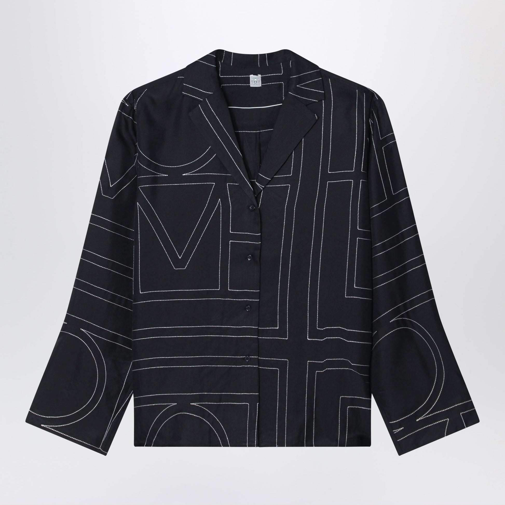 Toteme Black Monogram Silk Pajama Shirt Women TOTEME