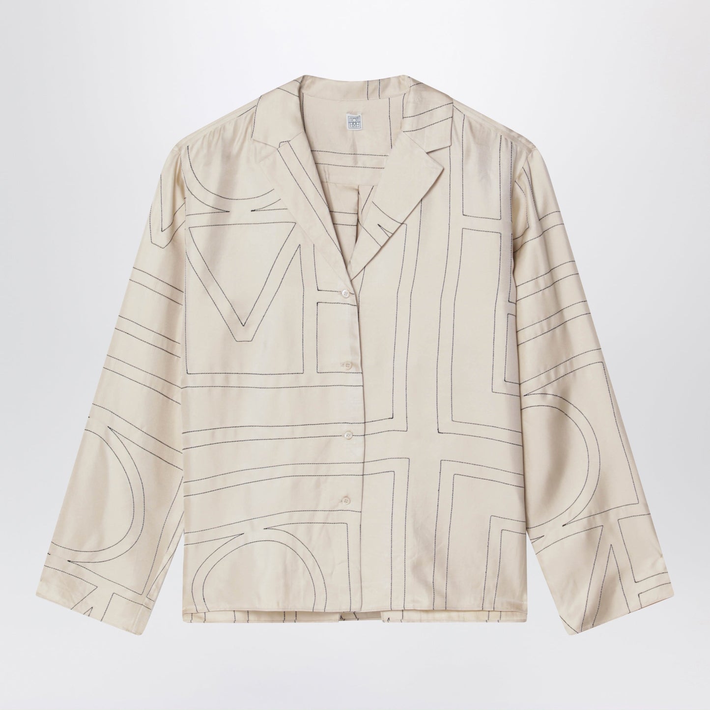 Toteme Monogram Pajama Shirt In Ivory Silk Women TOTEME