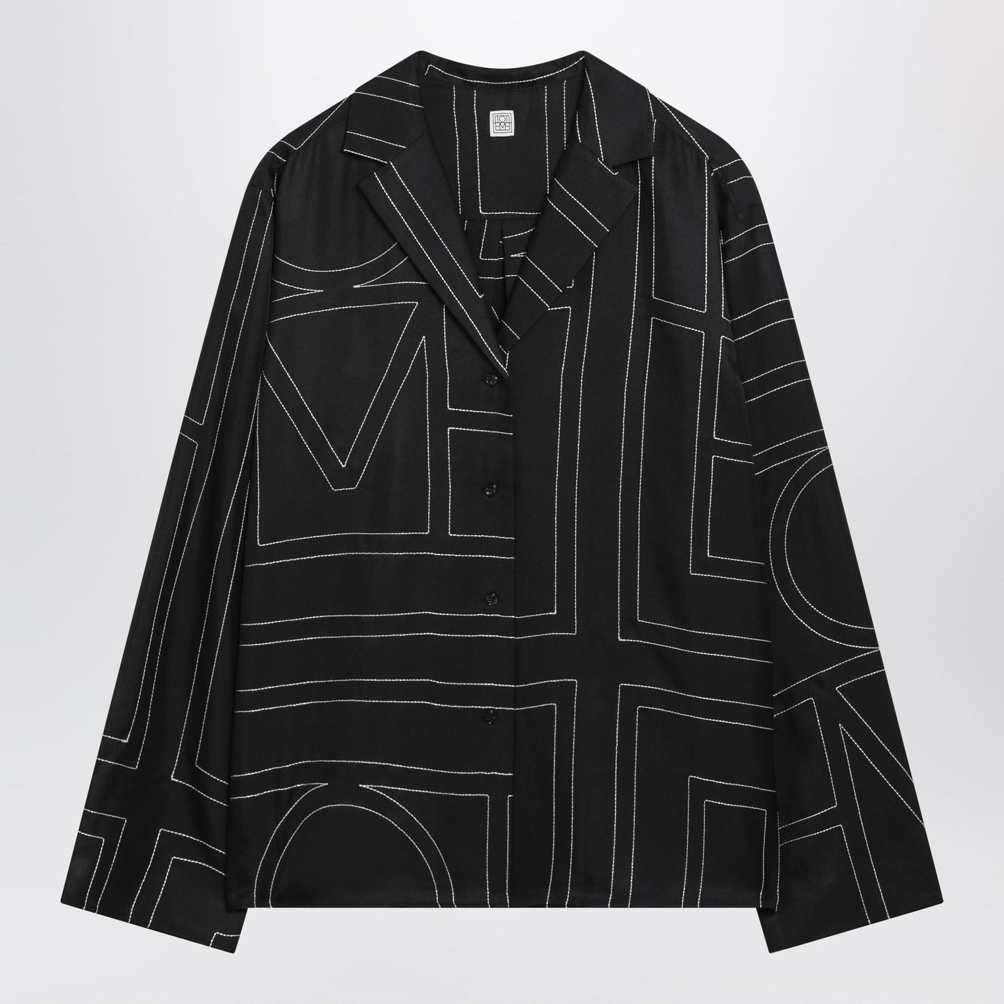 Toteme Black Monogram Silk Pajama Shirt Women TOTEME