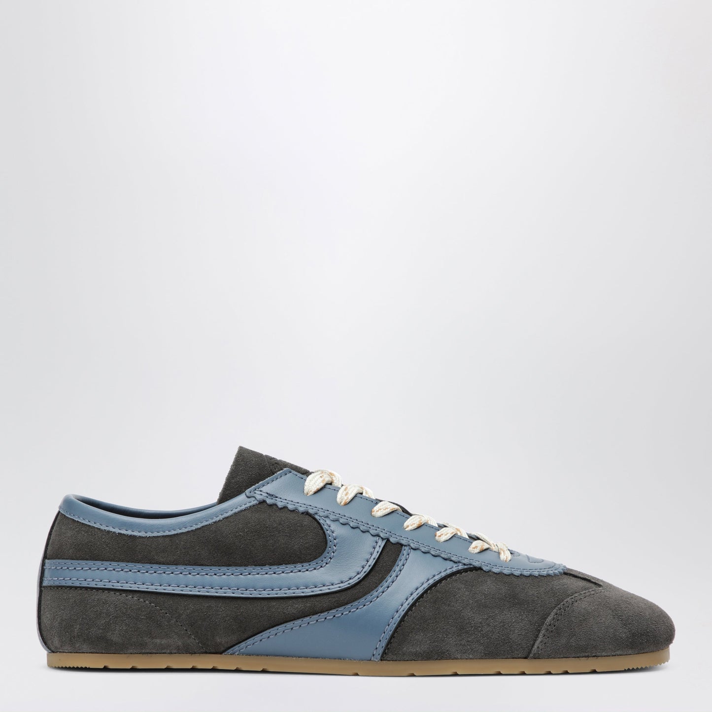 Dries Van Noten Steel Grey Leather And Suede Sneakers Men DRIES VAN NOTEN