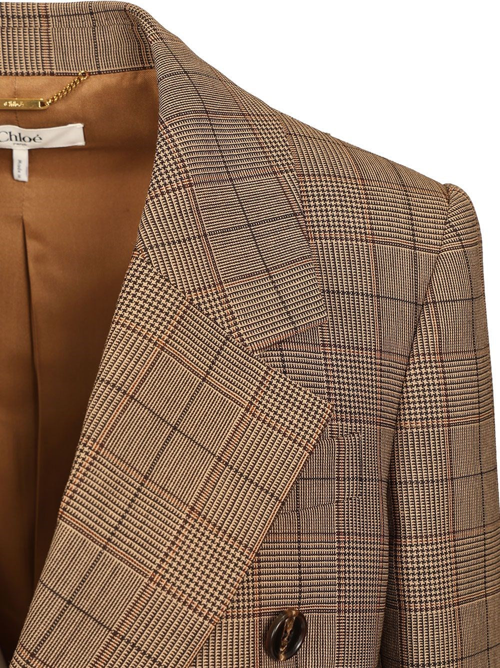 Chloe' Women Tailored Double-Breasted Checked Wool Jacket CHLOE