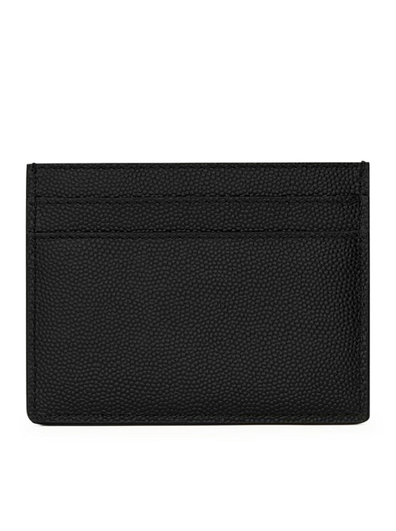 Saint Laurent Men Saint Laurent Paris Black Textured Leather Credit Card Holder SAINT LAURENT