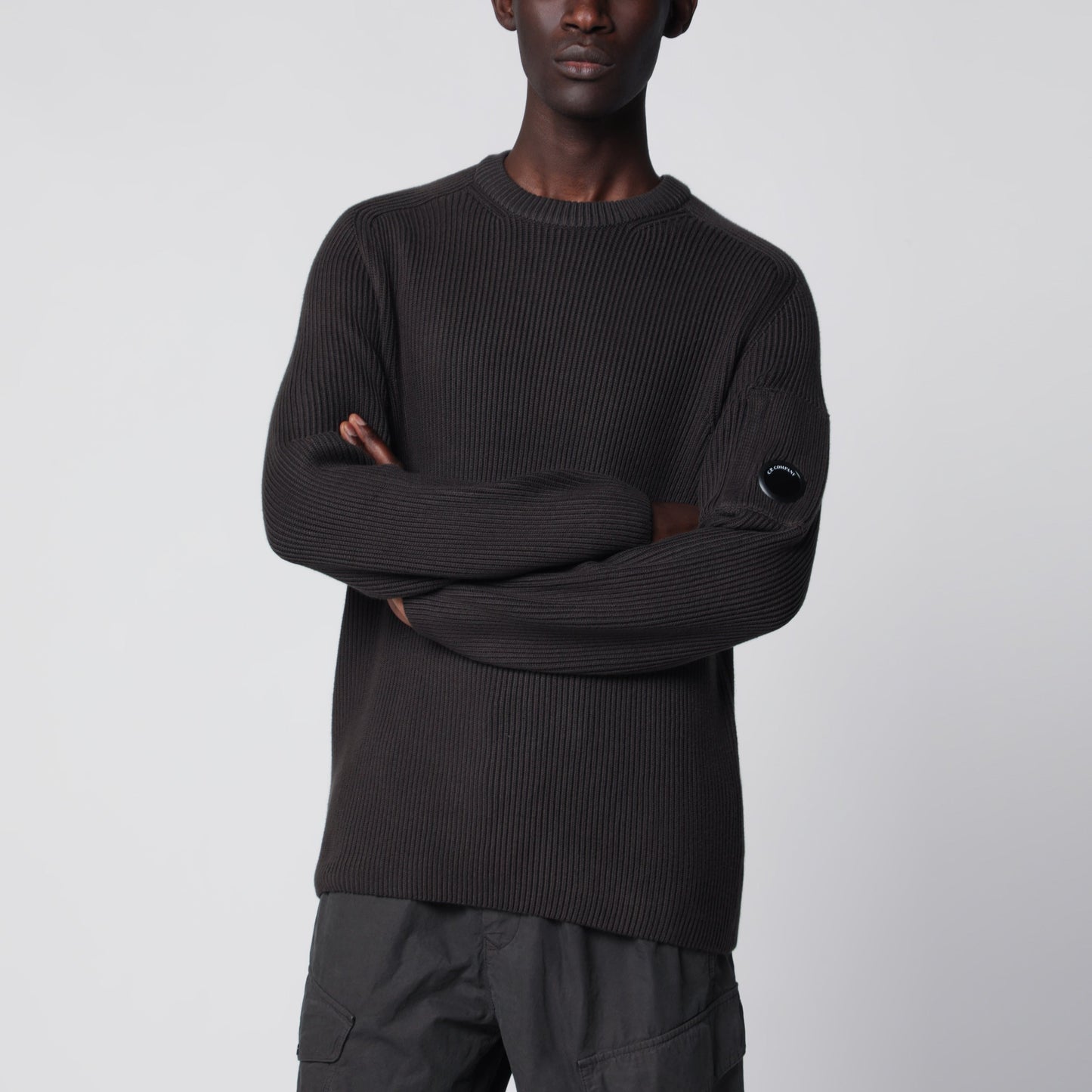 C.P. Company Dark Grey Cotton-Blend Ribbed Sweater Men C.P. COMPANY