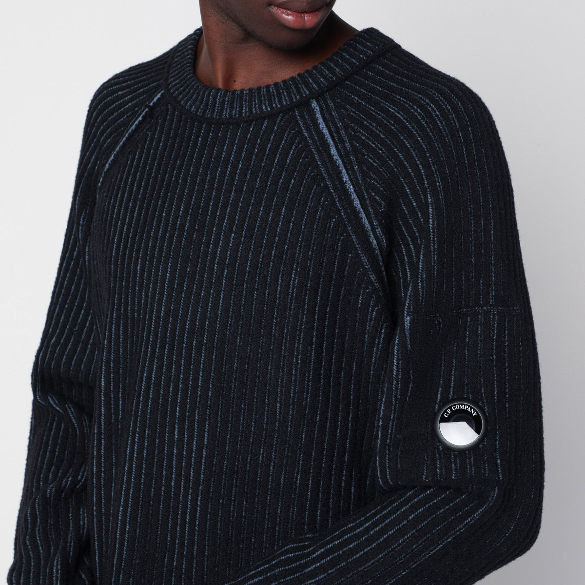 C.P. Company Blue Ribbed Cotton Sweater Men C.P. COMPANY
