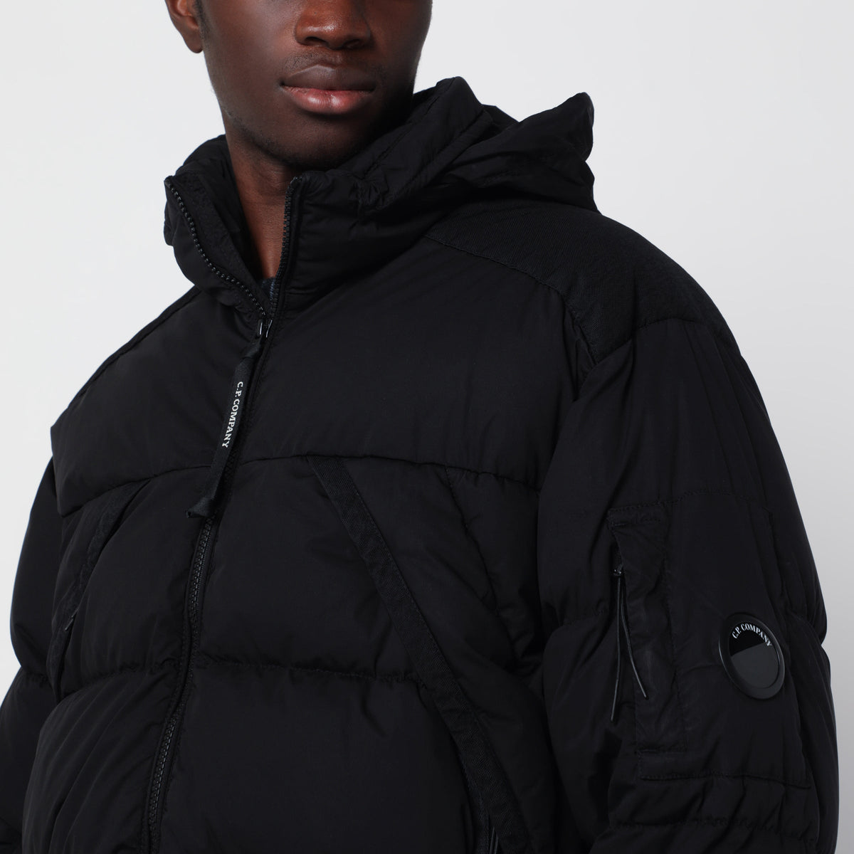C.P. Company Black Nylon Zip-Up Down Jacket Men C.P. COMPANY