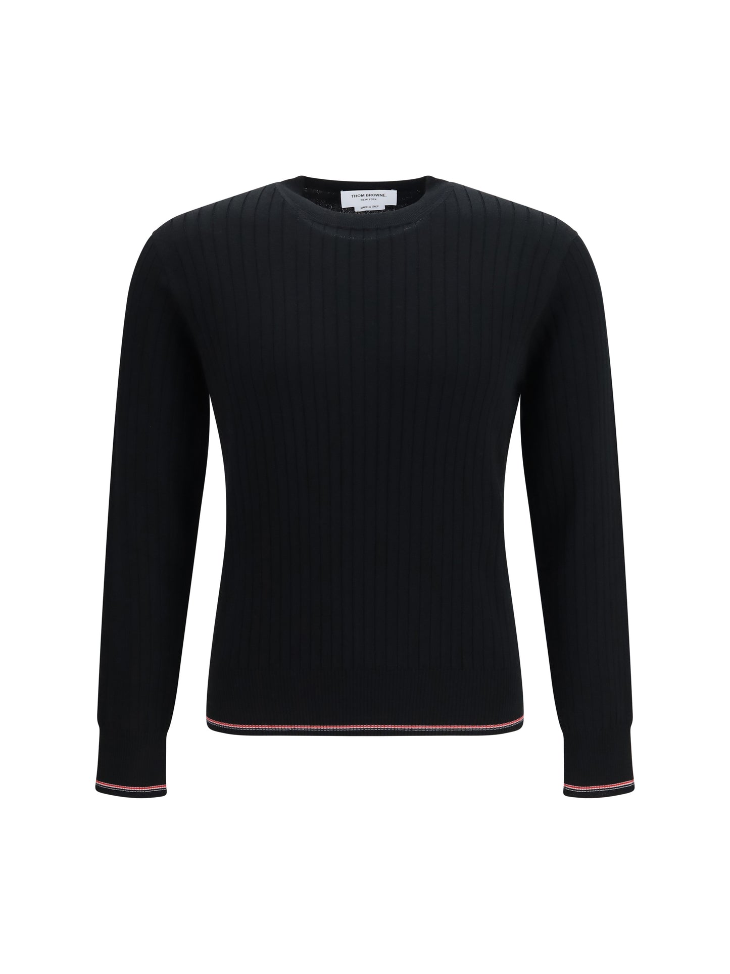 Thom Browne Men Crewneck Cotton Knit Sweater With 4-Bar Detail THOM BROWNE
