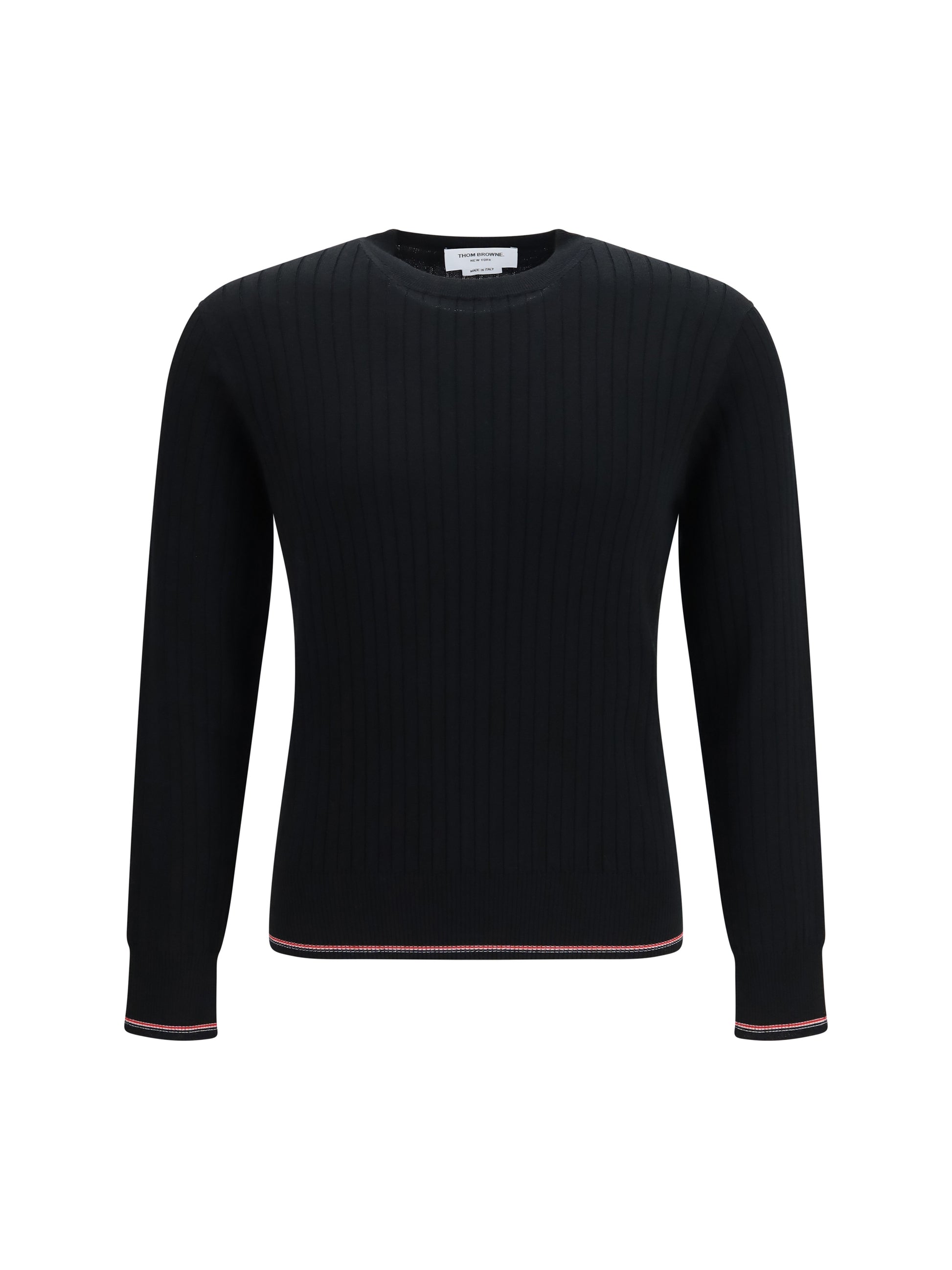 Thom Browne Men Crewneck Cotton Knit Sweater With 4-Bar Detail THOM BROWNE