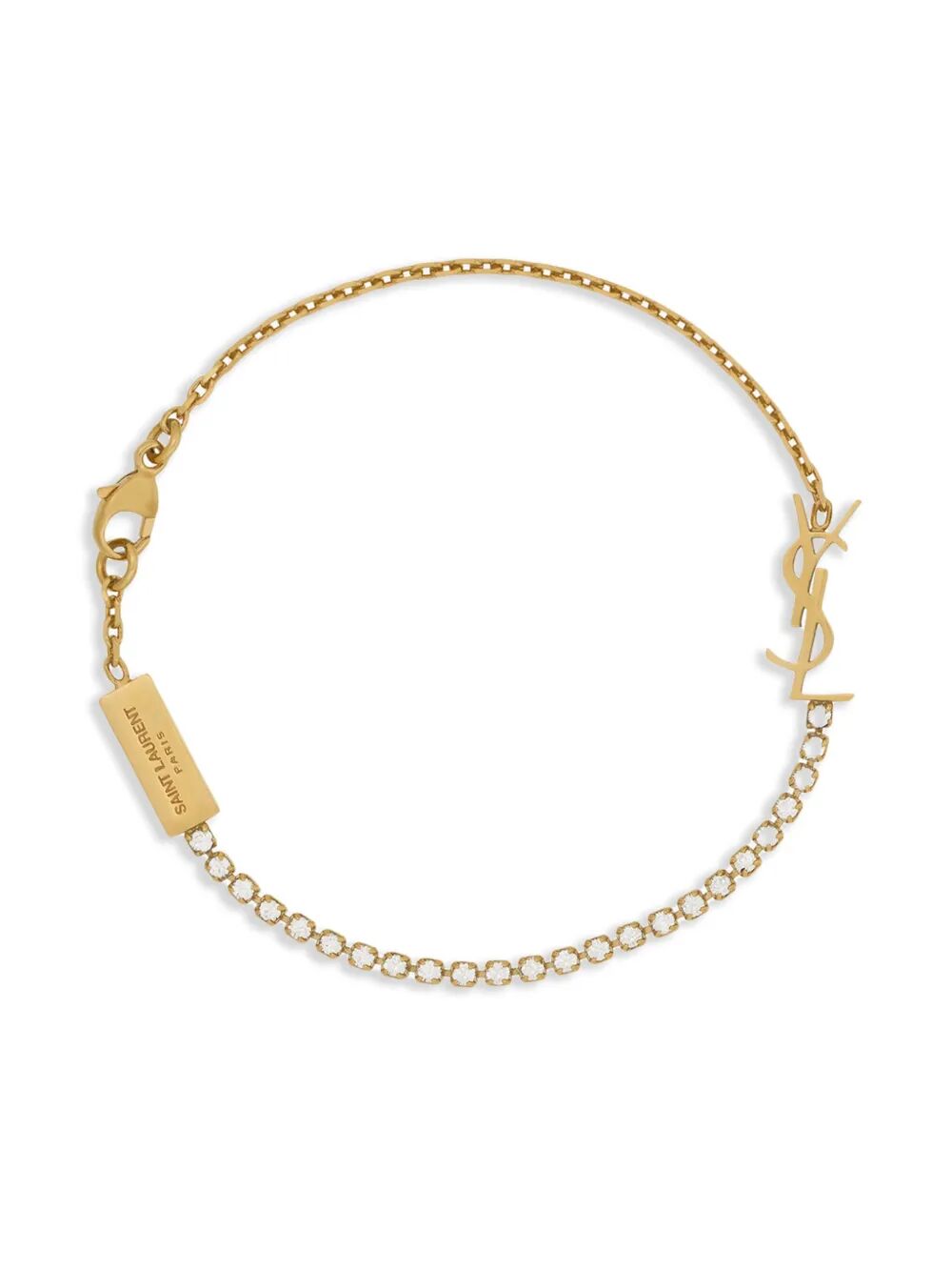 Saint Laurent Women Cassandre Charm Bracelet In Metal And Rhinestone SAINT LAURENT