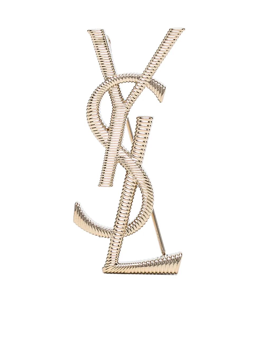 Saint Laurent Women Cassandre Cord Texture Metal Brooch SAINT LAURENT