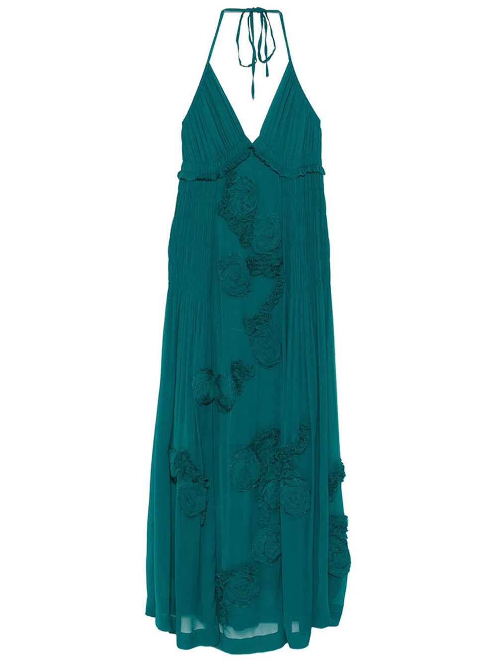 Dries Van Noten Women Drina Viscose Long Dress With Floral Appliqués DRIES VAN NOTEN