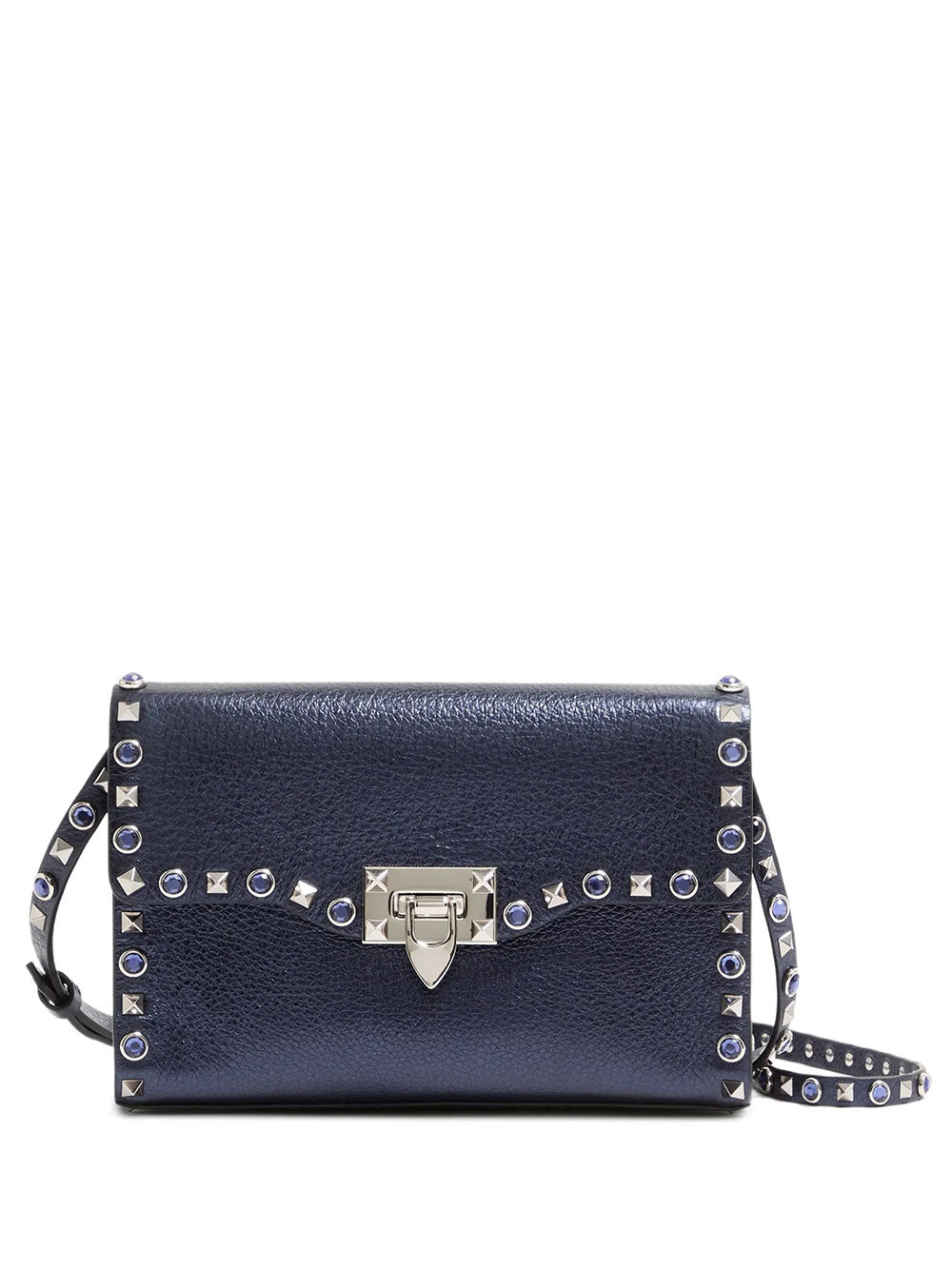 Valentino Garavani Women Valentino Garavani Rockstud Small Shoulder Bag In Laminated Leather With Cabochon Stones VALENTINO GARAVANI