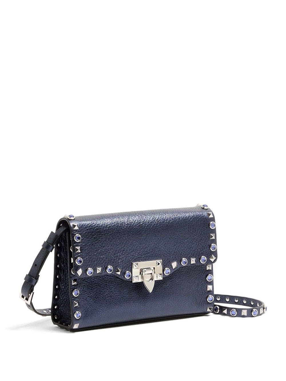 Valentino Garavani Women Valentino Garavani Rockstud Small Shoulder Bag In Laminated Leather With Cabochon Stones VALENTINO GARAVANI