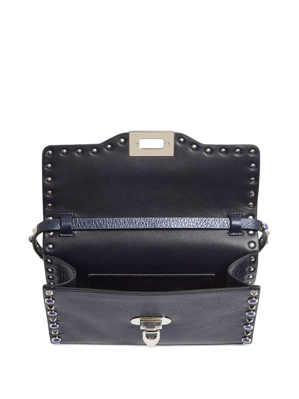 Valentino Garavani Women Valentino Garavani Rockstud Small Shoulder Bag In Laminated Leather With Cabochon Stones VALENTINO GARAVANI