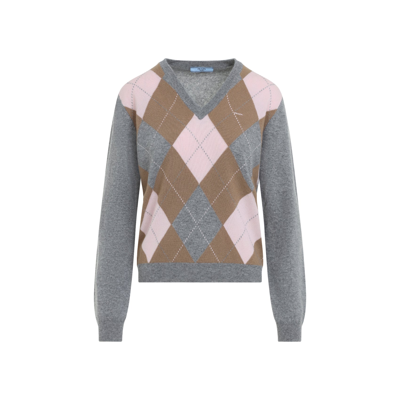 Prada Argyle V-Neck Sweater Women PRADA