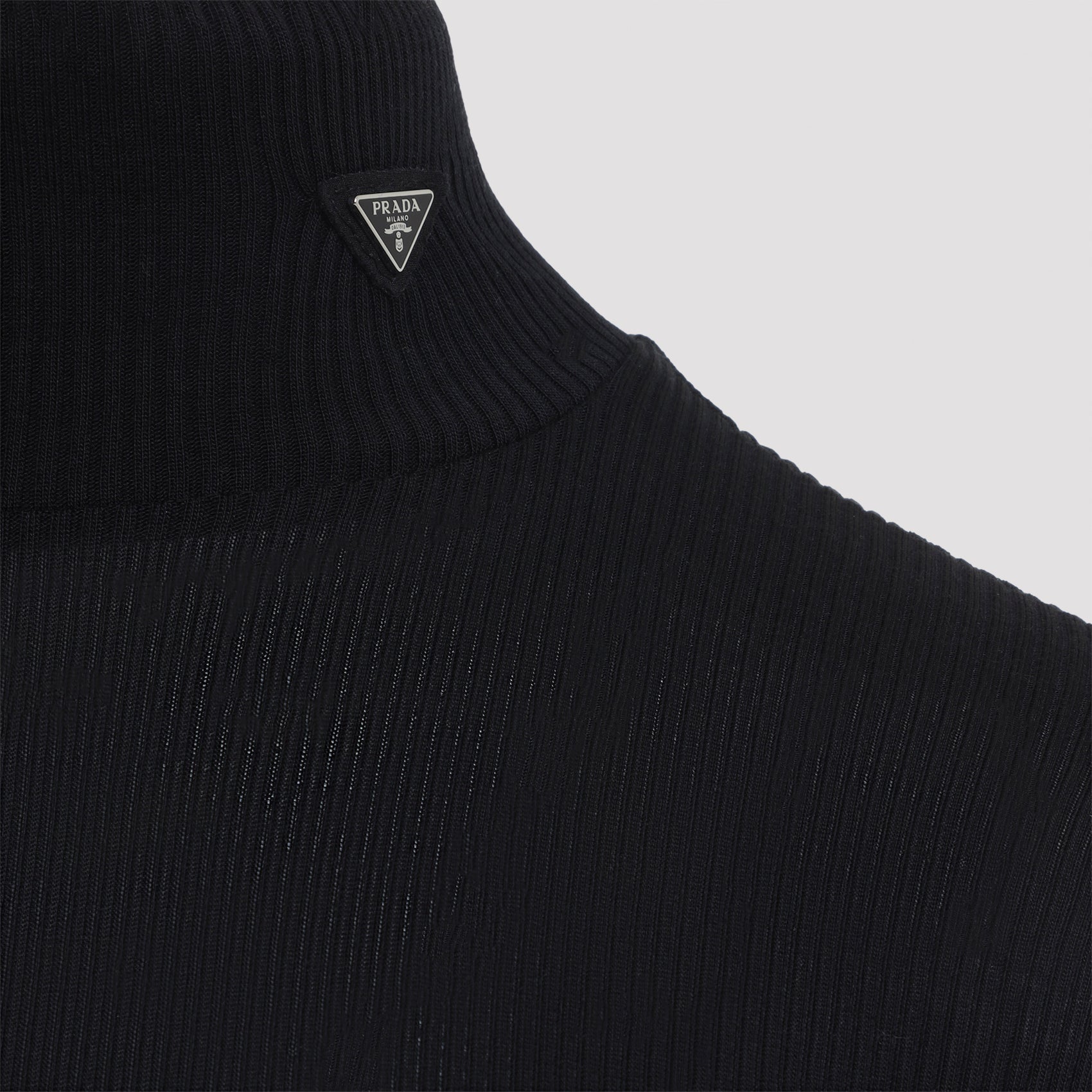 Prada Ribbed Knit Turtleneck Top Women PRADA