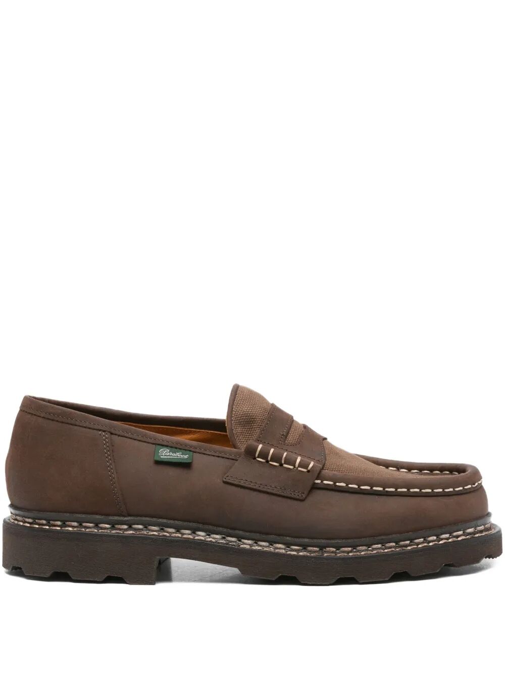 Paraboot Men Reims Suede Loafers With Canvas Inserts PARABOOT