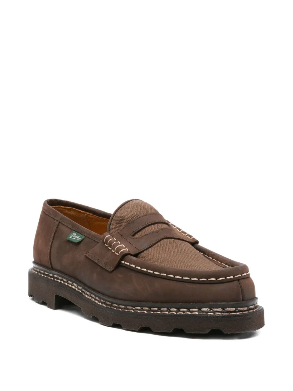 Paraboot Men Reims Suede Loafers With Canvas Inserts PARABOOT
