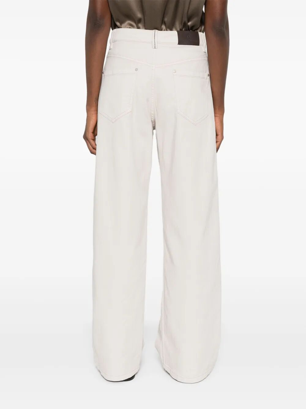 Brunello Cucinelli Women Stretch Dyed Denim Loose Barrel Jeans With Monili BRUNELLO CUCINELLI