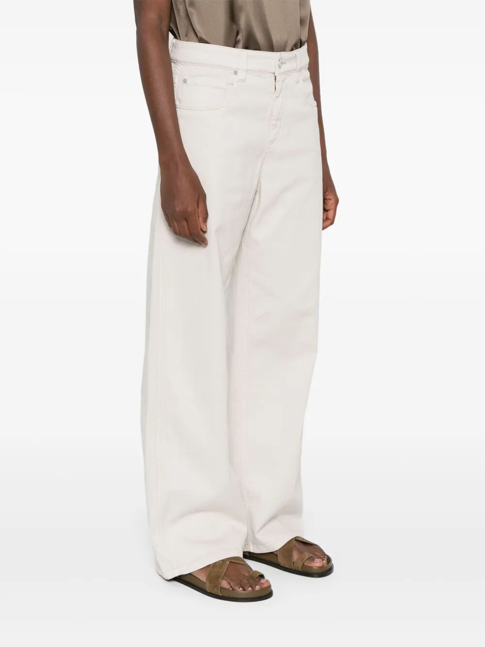 Brunello Cucinelli Women Stretch Dyed Denim Loose Barrel Jeans With Monili BRUNELLO CUCINELLI