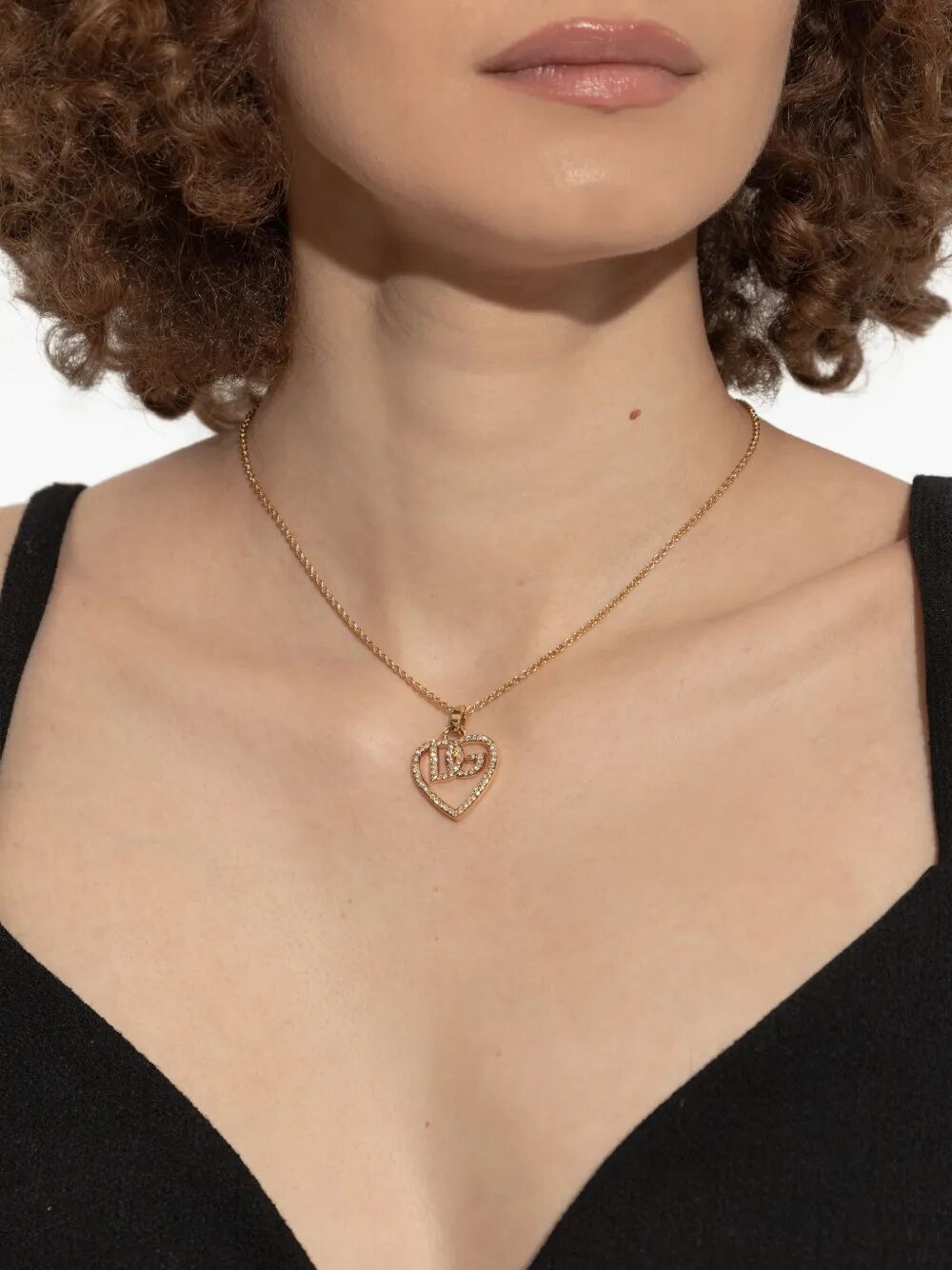 Dolce & Gabbana Women Heart And Logo Rhinestones Pendant Necklace DOLCE & GABBANA