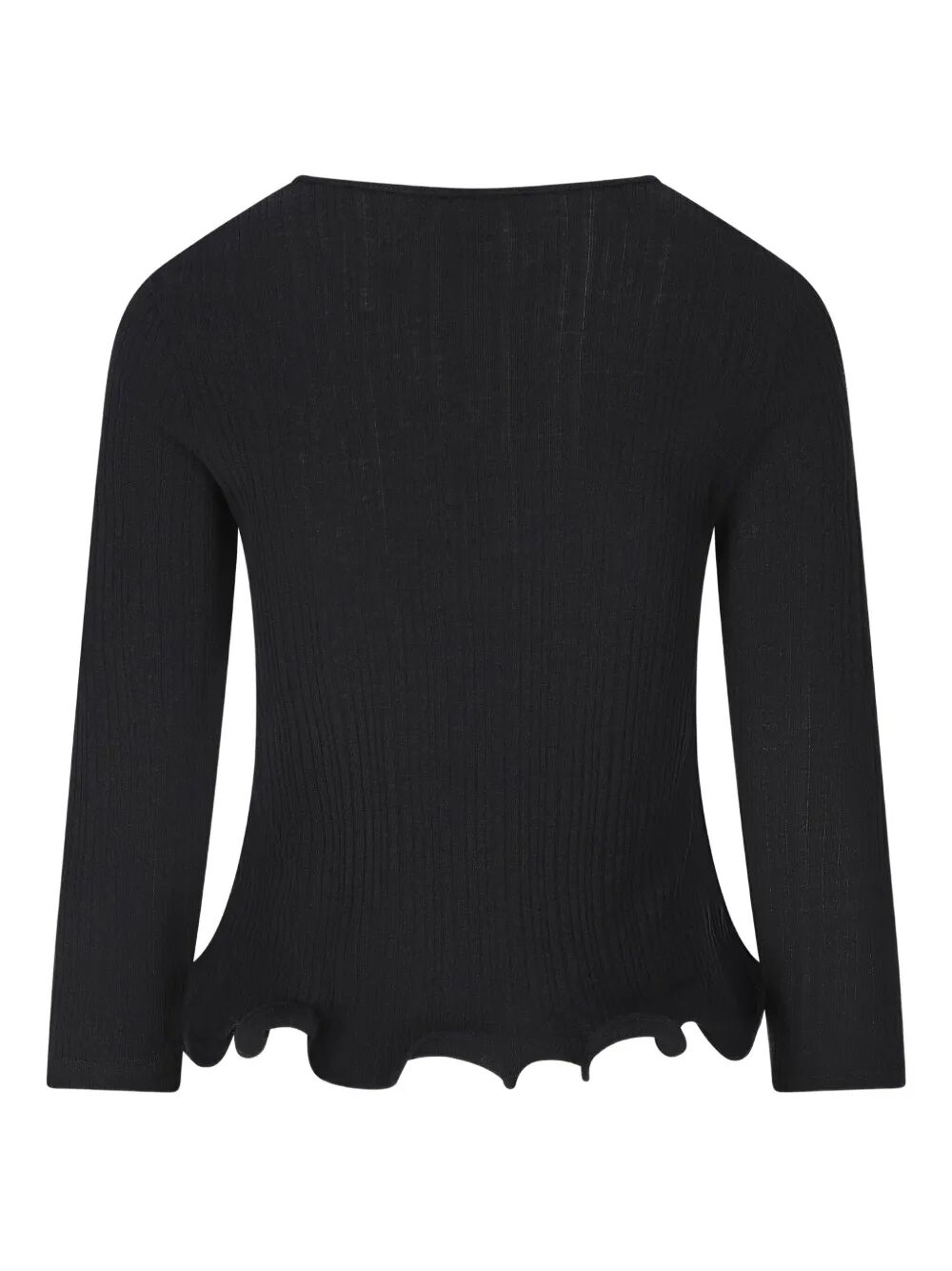 Fendi Women V-Neck Ribbed Top With Ruffles FENDI