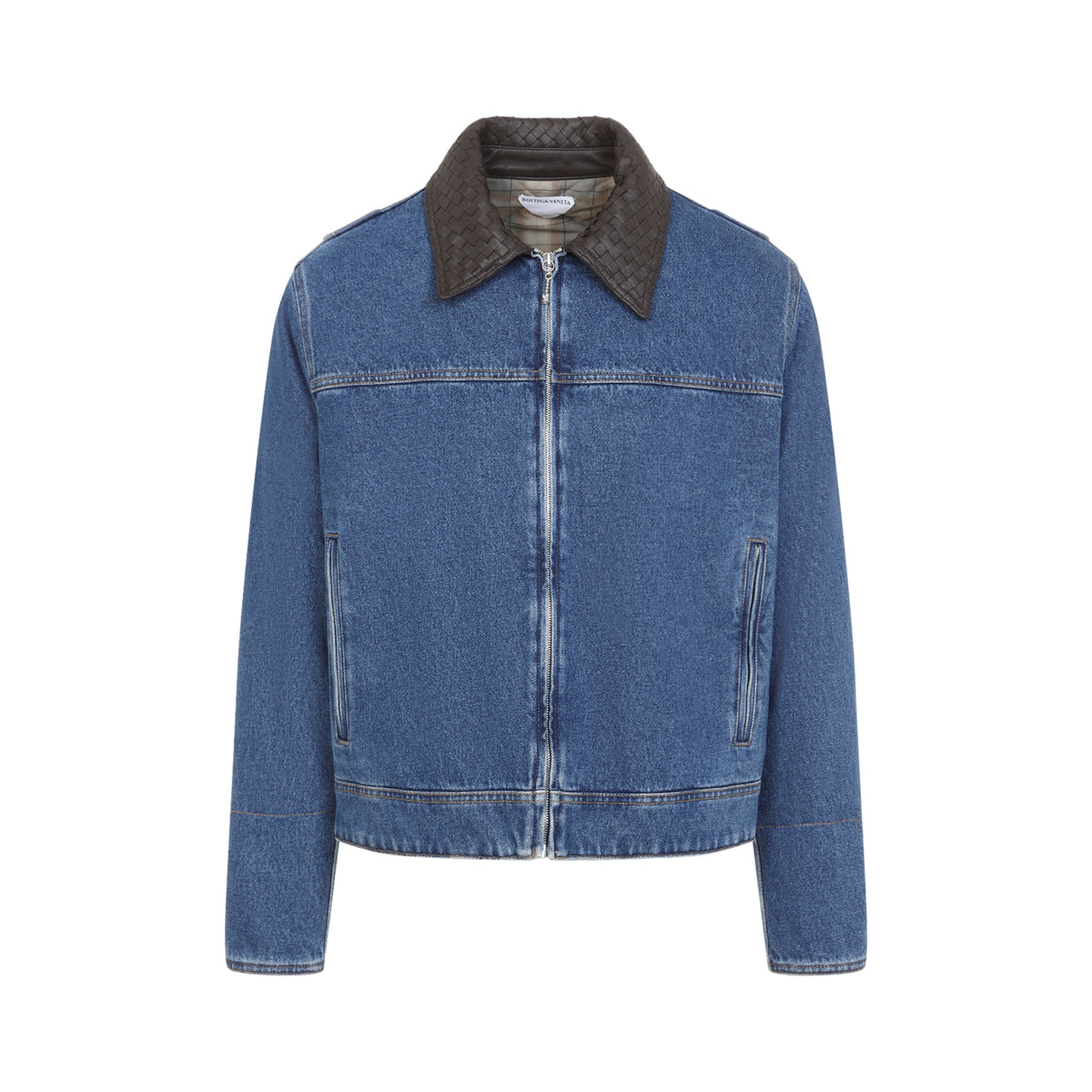 Bottega Veneta Denim Intrecciato Collar Jacket Men BOTTEGA VENETA