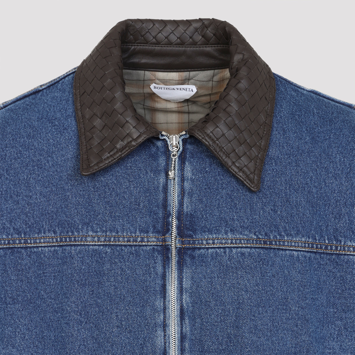 Bottega Veneta Denim Intrecciato Collar Jacket Men BOTTEGA VENETA