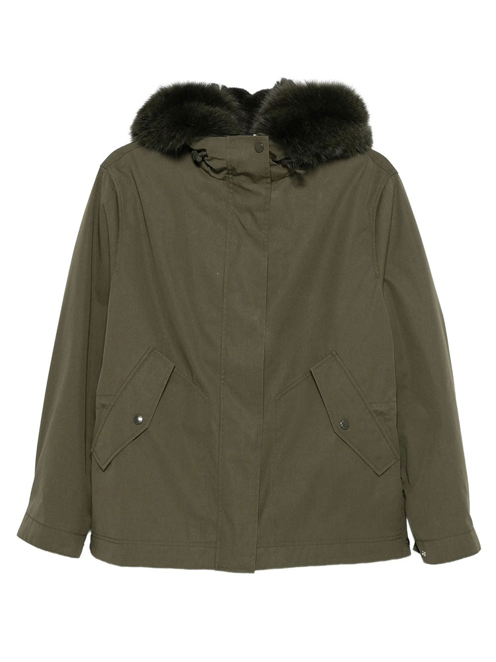 Yves Salomon Women Parka Corto In Cotone Con Pelliccia Di Volpe E Coniglio YVES SALOMON