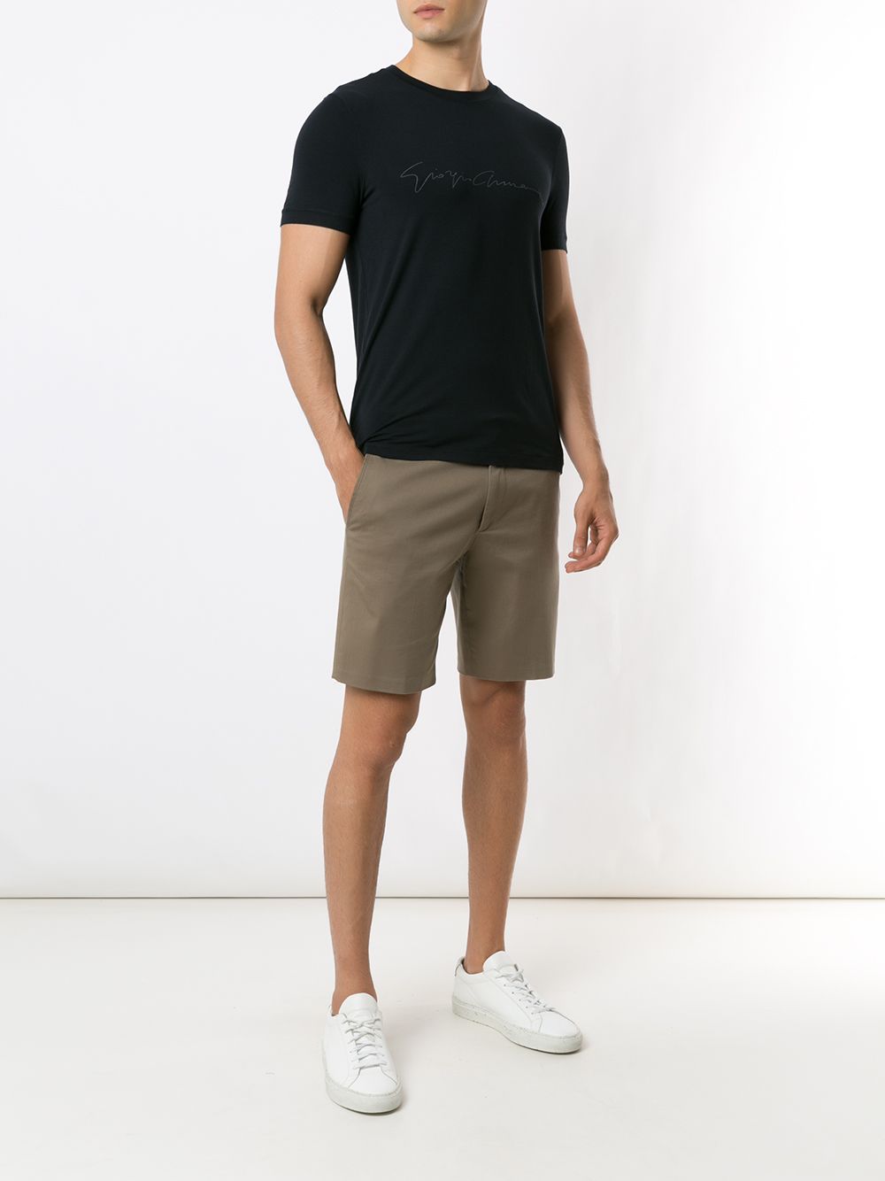 Giorgio Armani Men Asv Stretch-Viscose T-Shirt With Signature Logo GIORGIO ARMANI