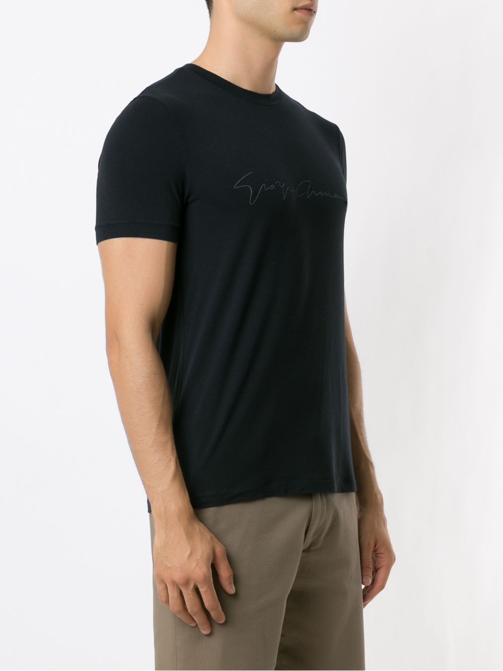 Giorgio Armani Men Asv Stretch-Viscose T-Shirt With Signature Logo GIORGIO ARMANI