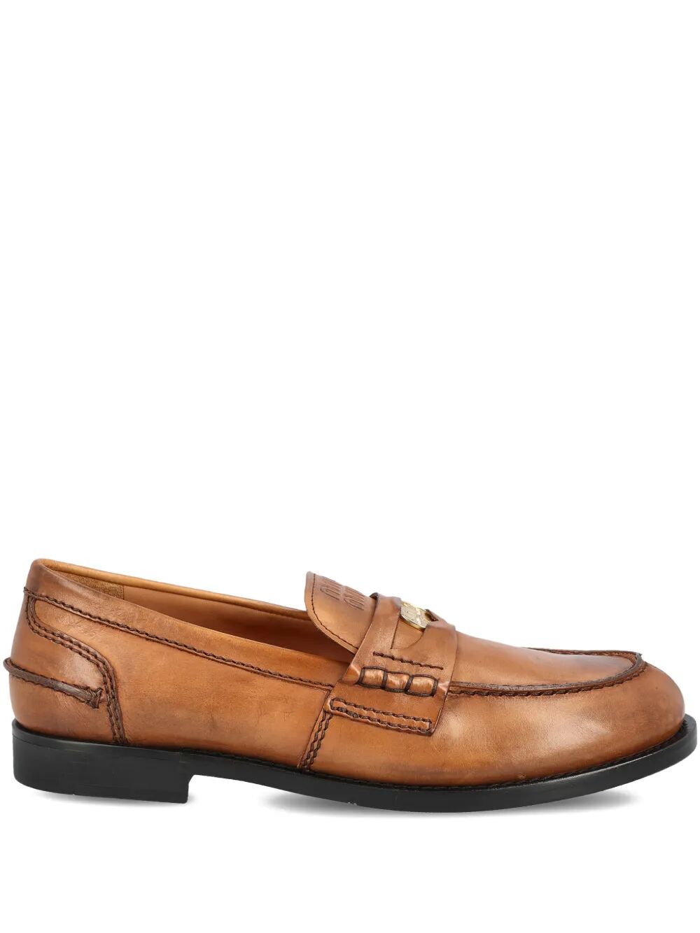 Miu Miu Women Vintage-Effect Leather Penny Loafers MIU MIU