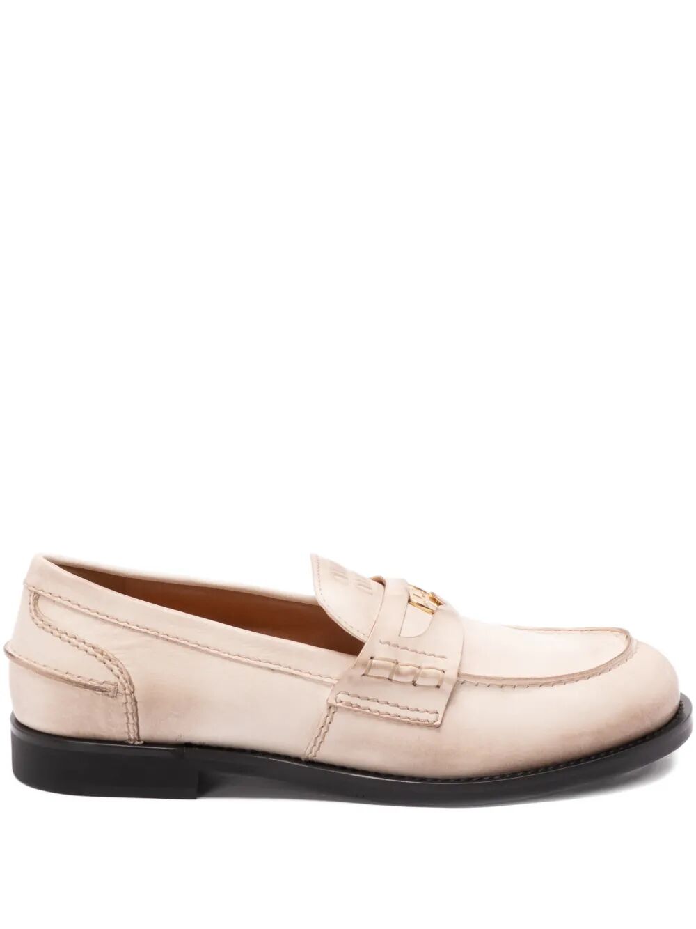 Miu Miu Women Vintage-Effect Leather Penny Loafers MIU MIU