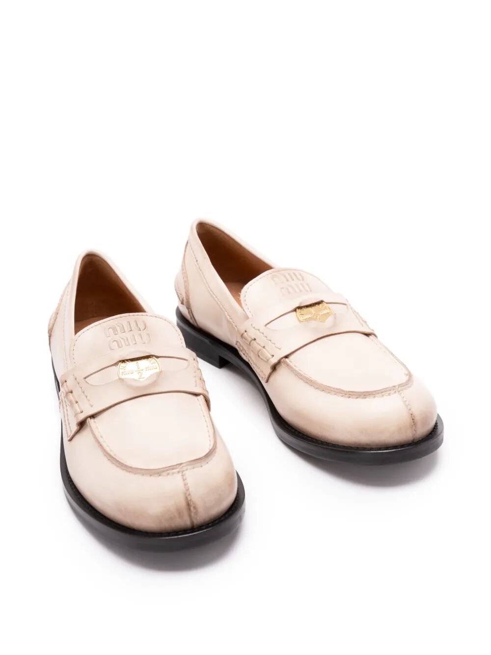 Miu Miu Women Vintage-Effect Leather Penny Loafers MIU MIU