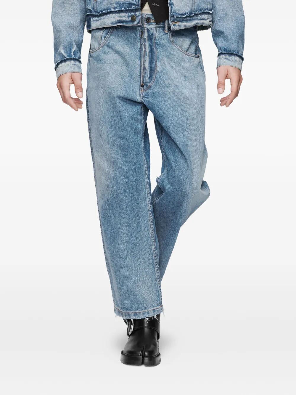 Maison Margiela Men Washed Denim Straight-Leg Cropped Jeans MAISON MARGIELA