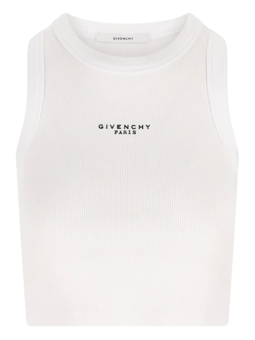 Givenchy Women Cotton Cropped Tank Top With Givenchy Paris Print GIVENCHY