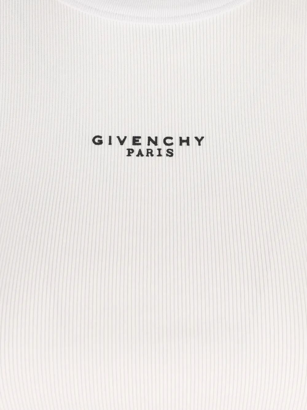 Givenchy Women Cotton Cropped Tank Top With Givenchy Paris Print GIVENCHY